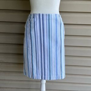 •LOFT• Blue & White Stripe Cotton Blend Skirt - Size 6